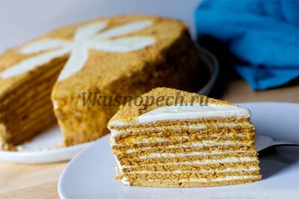 медовик без масла рецепт