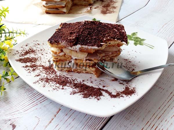 банановый торт из печенья