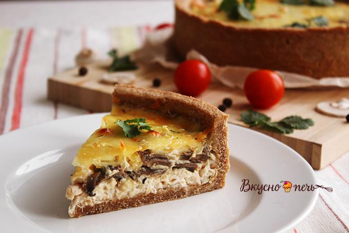 пп пирог с курицей и грибами