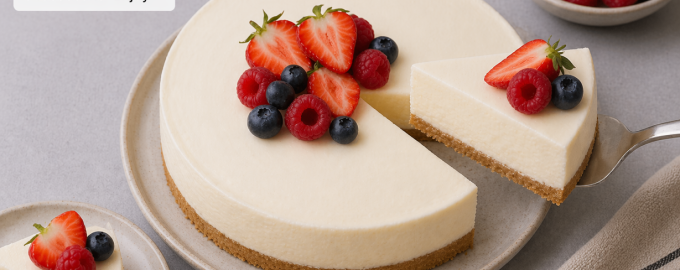 slice and serve no bake cheesecake with fresh berries
